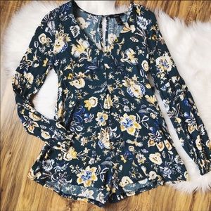 F21 Romper - teal floral